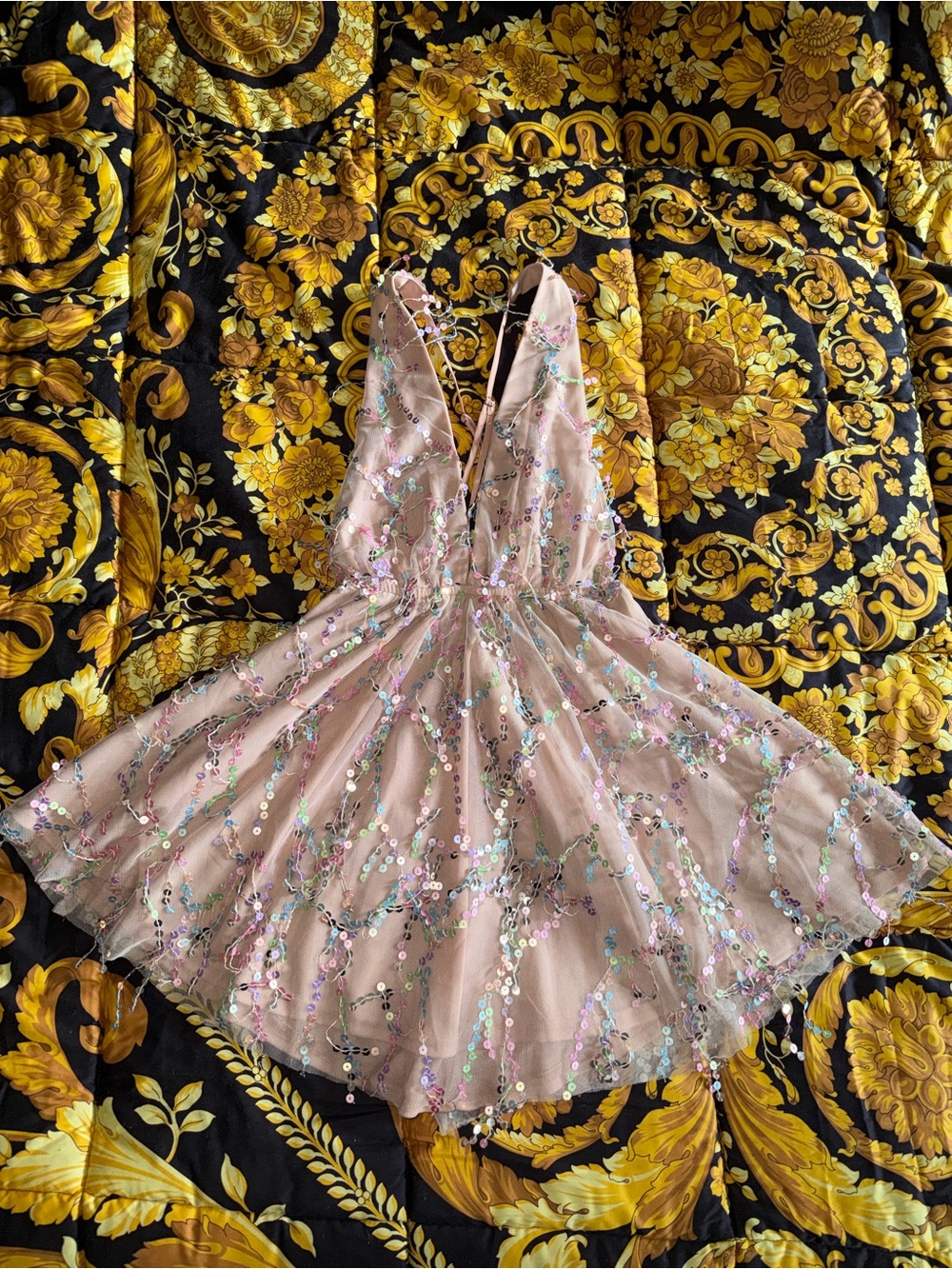 Sequin Embellished Blush Pink Party Dress